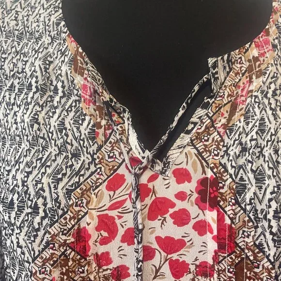 Kyla Seo Anthropologie Womens Colorful Oversized Tunic Boho Pintuck Blouse S - Picture 5 of 12